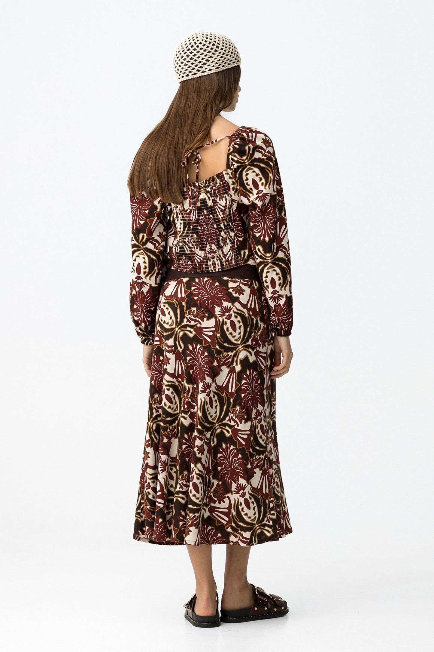 Φούστα Midi Κρουαζέ με Baroque Print