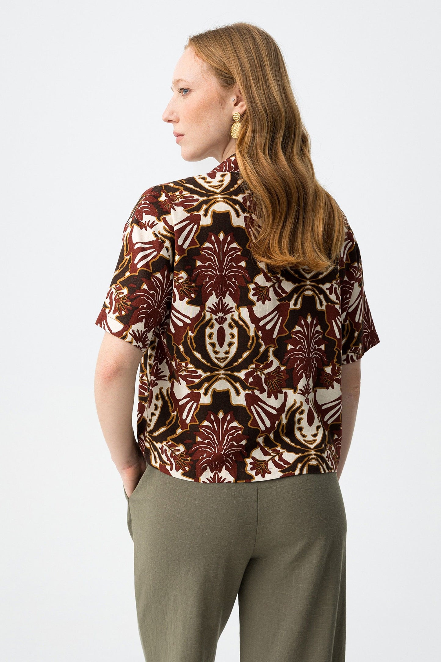Πουκάμισο Cropped με Baroque Print