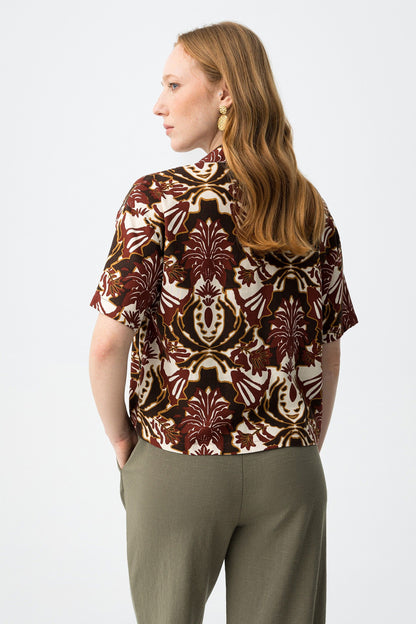 Πουκάμισο Cropped με Baroque Print