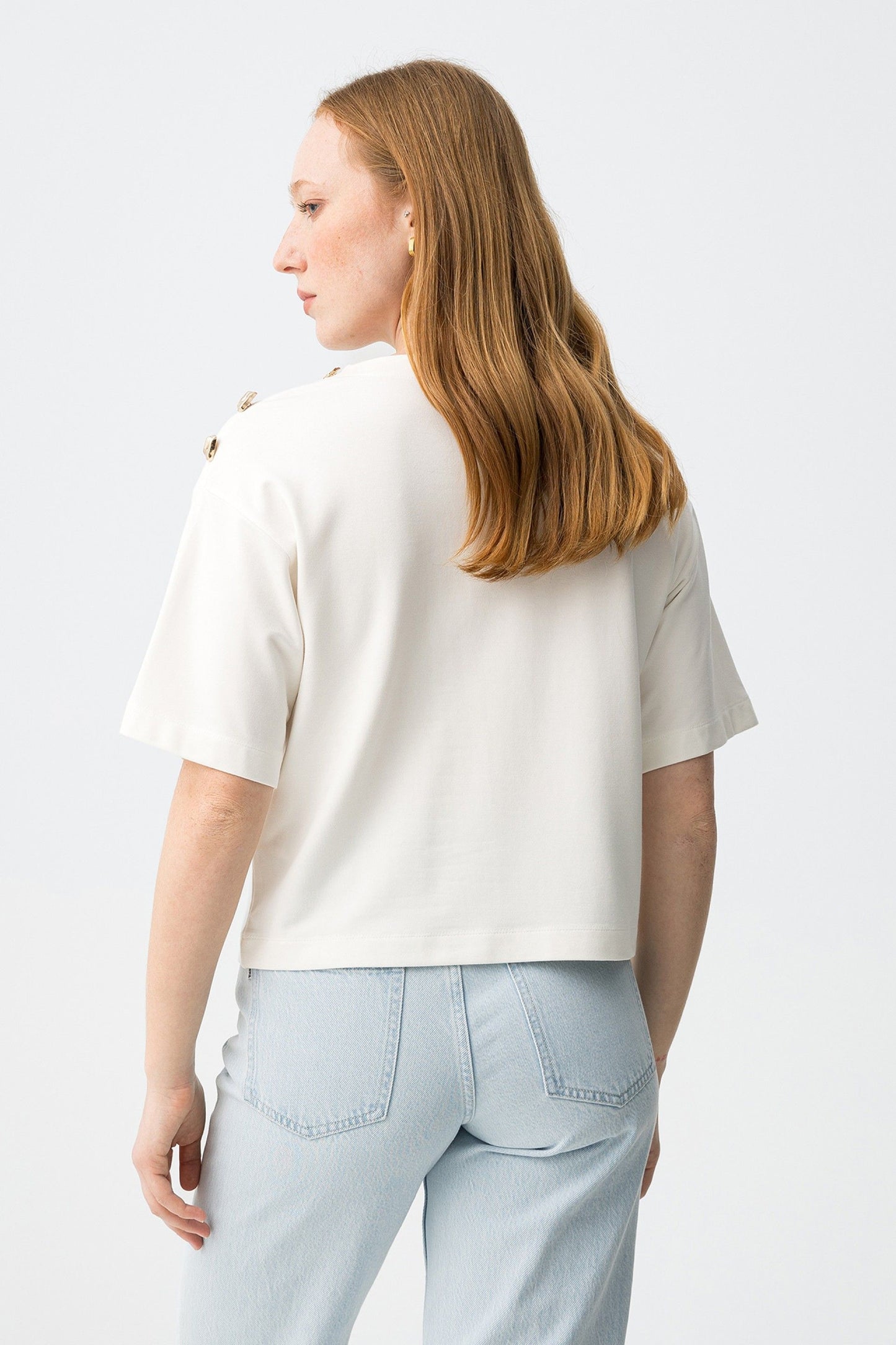 T-shirt με Κουμπιά στον Ώμο