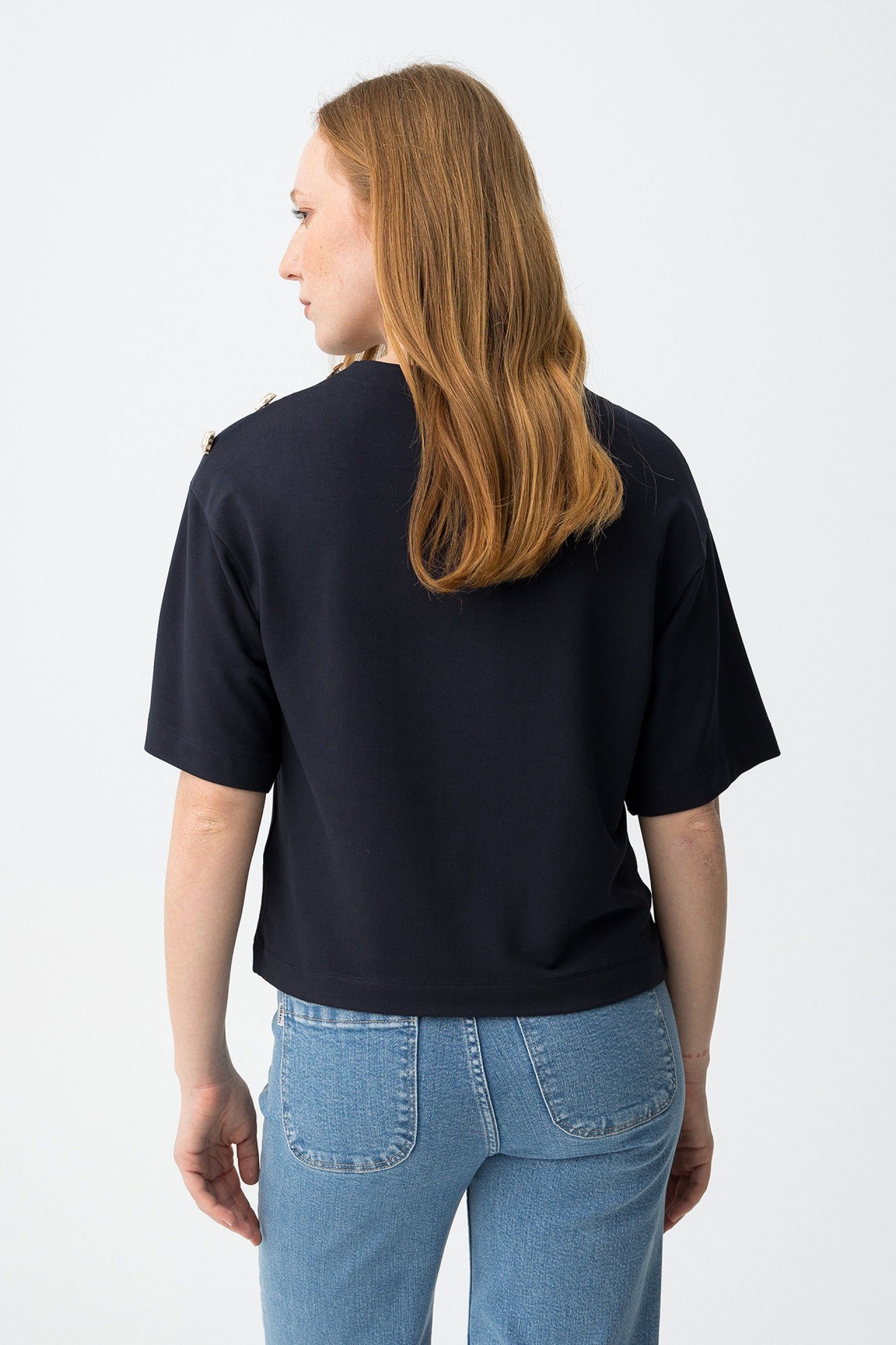 T-shirt με Κουμπιά στον Ώμο
