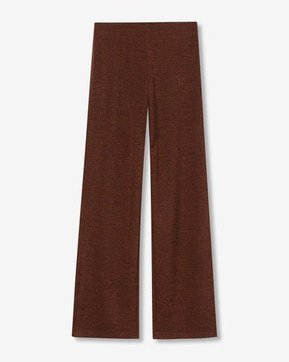 γυναικεία TIFFOSI καφέ παντελόνι ψηλόμεσο wide leg ιδιαίτερη υφή flat όψη
