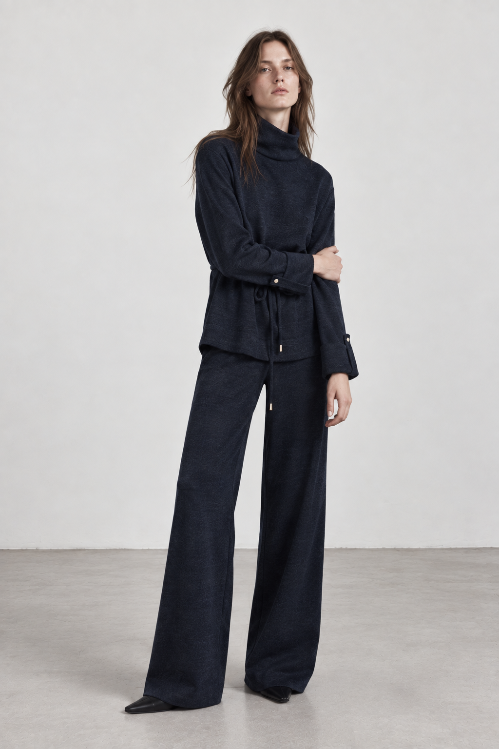 Παντελόνι Ψηλόμεσο Wide Leg Μπλε