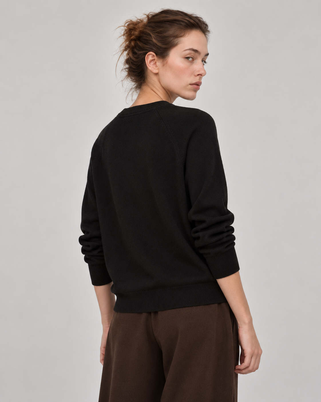 γυναικεία VERO MODA μαύρη πλεκτή μπλούζα relaxed γραμμή raglan μανίκια πίσω όψη
