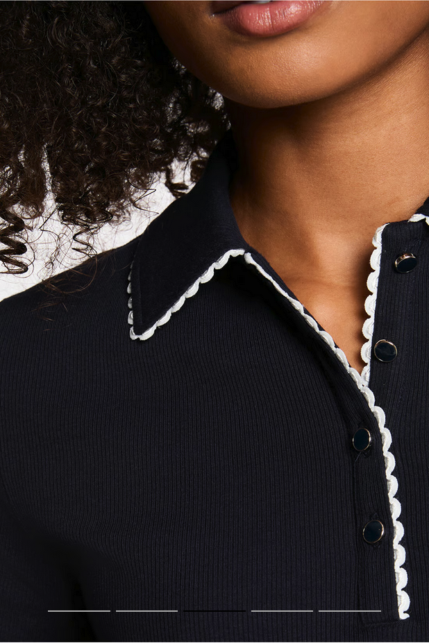 Πλεκτή Μπλούζα με Λεπτομέρεια Γιακά