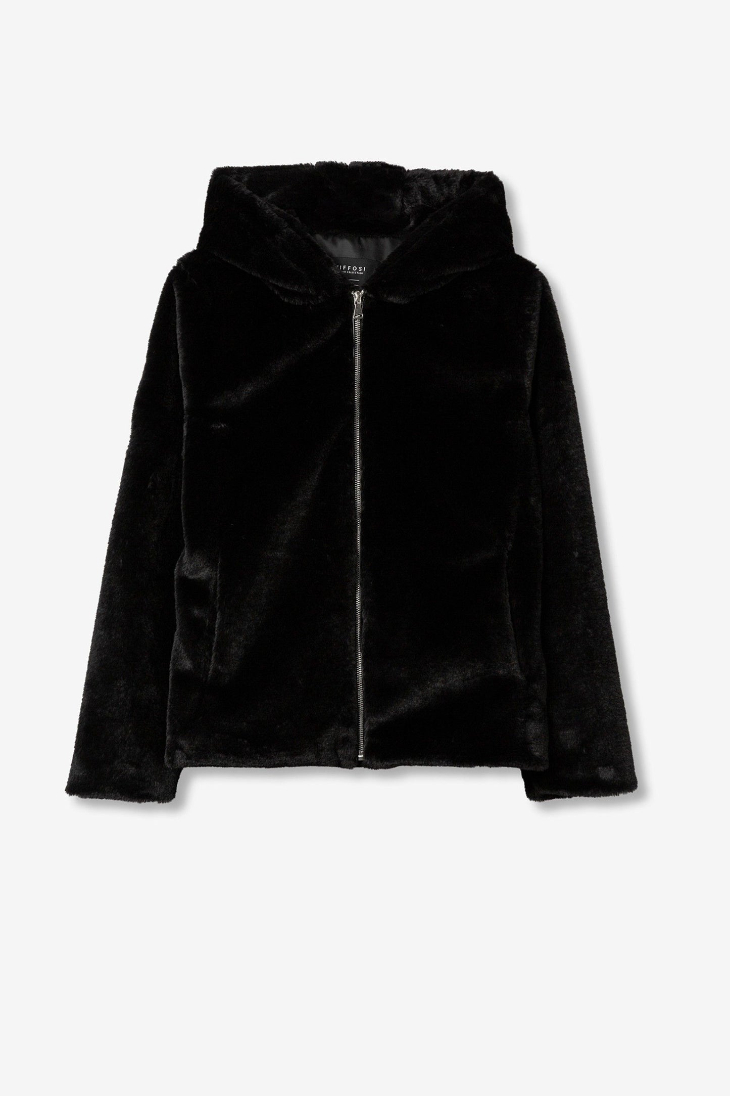 Μπουφάν Μαύρο από Συνθετική Γούνα