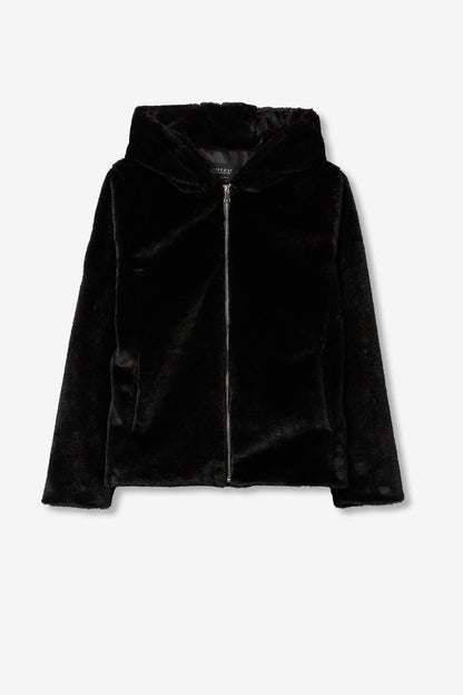 Μπουφάν Μαύρο από Συνθετική Γούνα