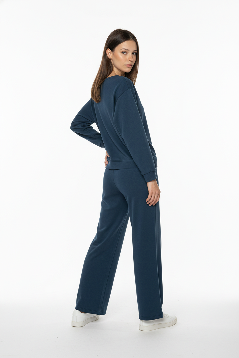 Παντελόνι Wide Leg Ψηλόμεσο Μπλε