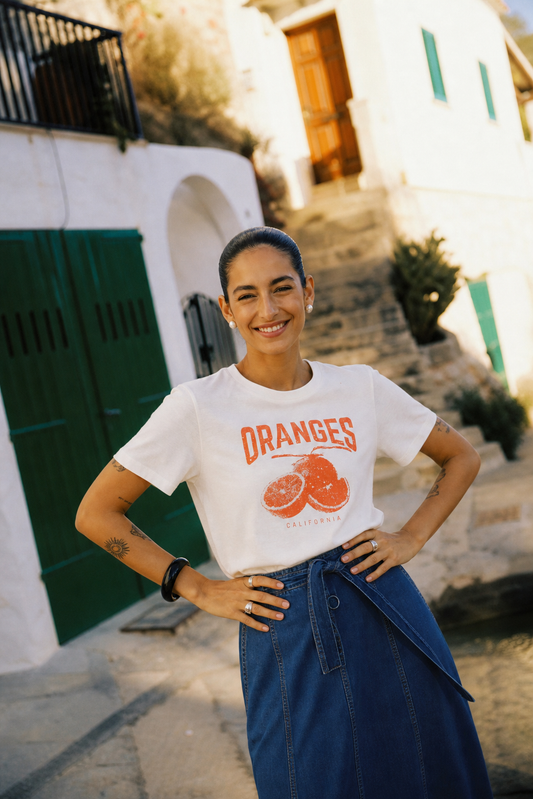 T-shirt Λευκό με Τύπωμα Oranges California