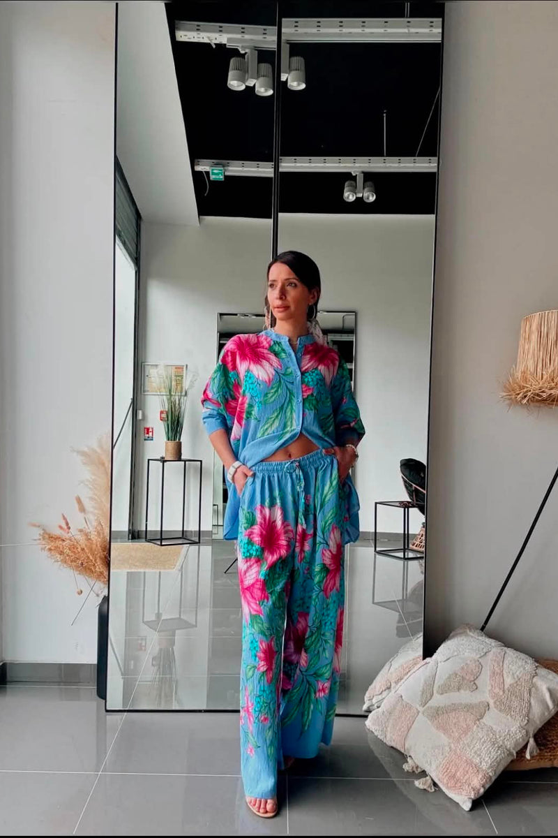 Σet  Floral Print Πουκάμισο & Παντελόνι