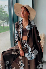 Σετ Floral Print Μακριά Πουκαμίσα & Παντελόνι