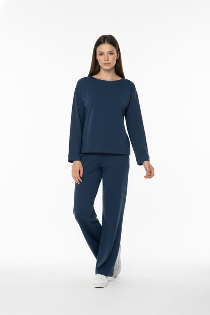 Παντελόνι Wide Leg Ψηλόμεσο Μπλε