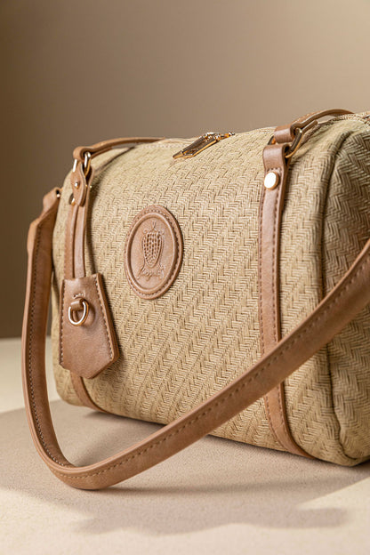 Τσάντα ώμου με υφή ψάθας