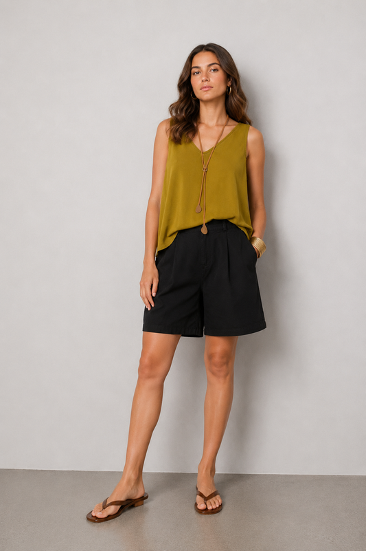 Αμάνικη Μπλούζα Oversized V-neck Tencel