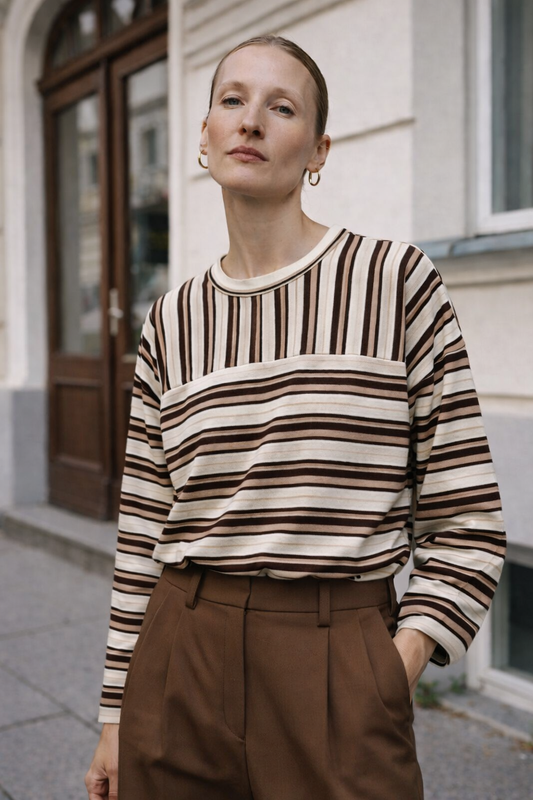 Μπλούζα Ριγέ Καφέ