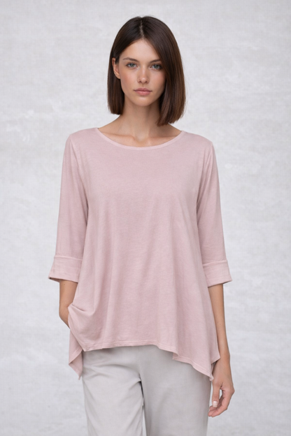 Ασύμμετρη Μπλούζα με Ανοίγματα στο Πλάι Dusty Pink