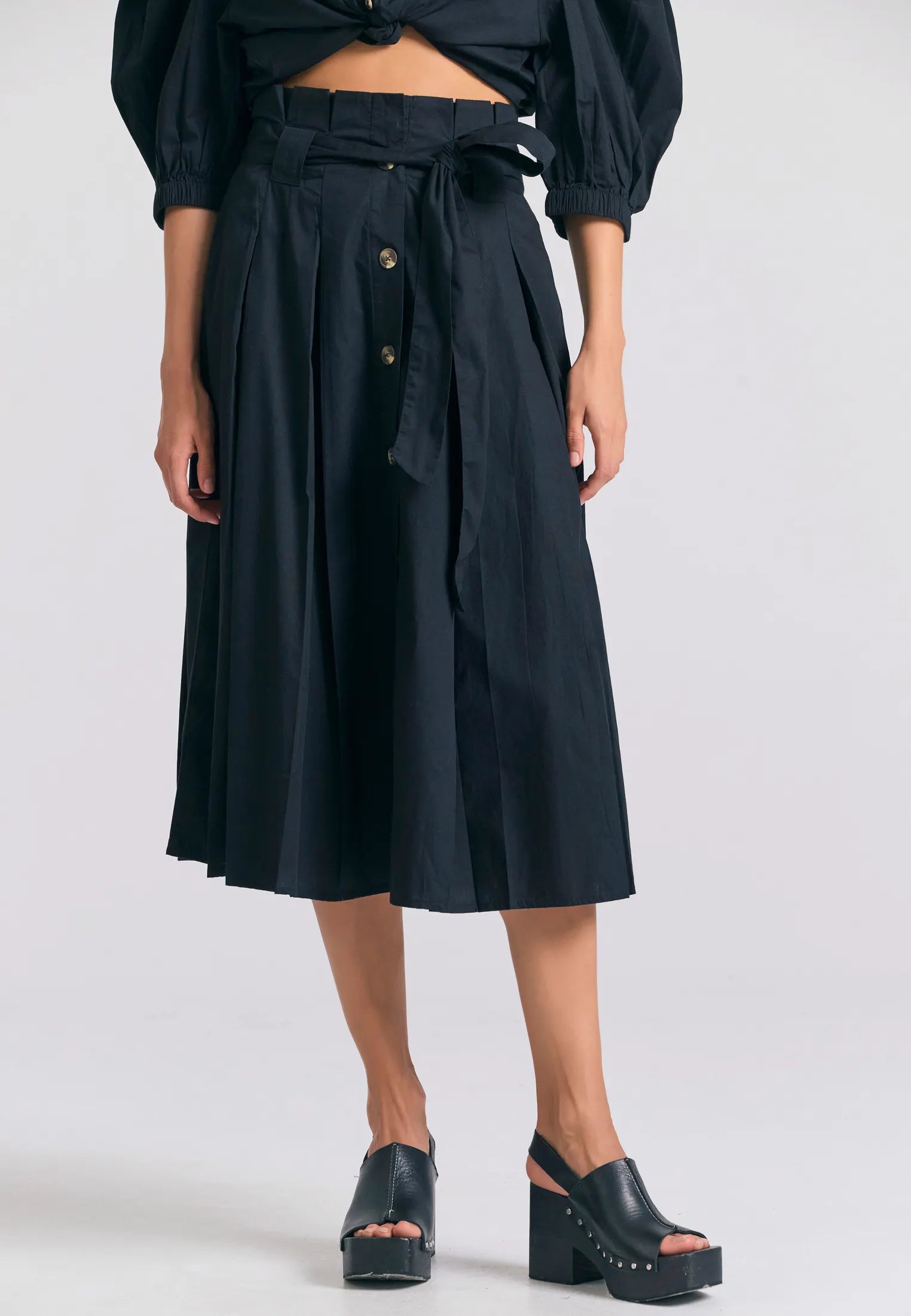 FUNKY BUDDHA relaxed fit μίντι φούστα με πιέτες - κομψή casual φούστα