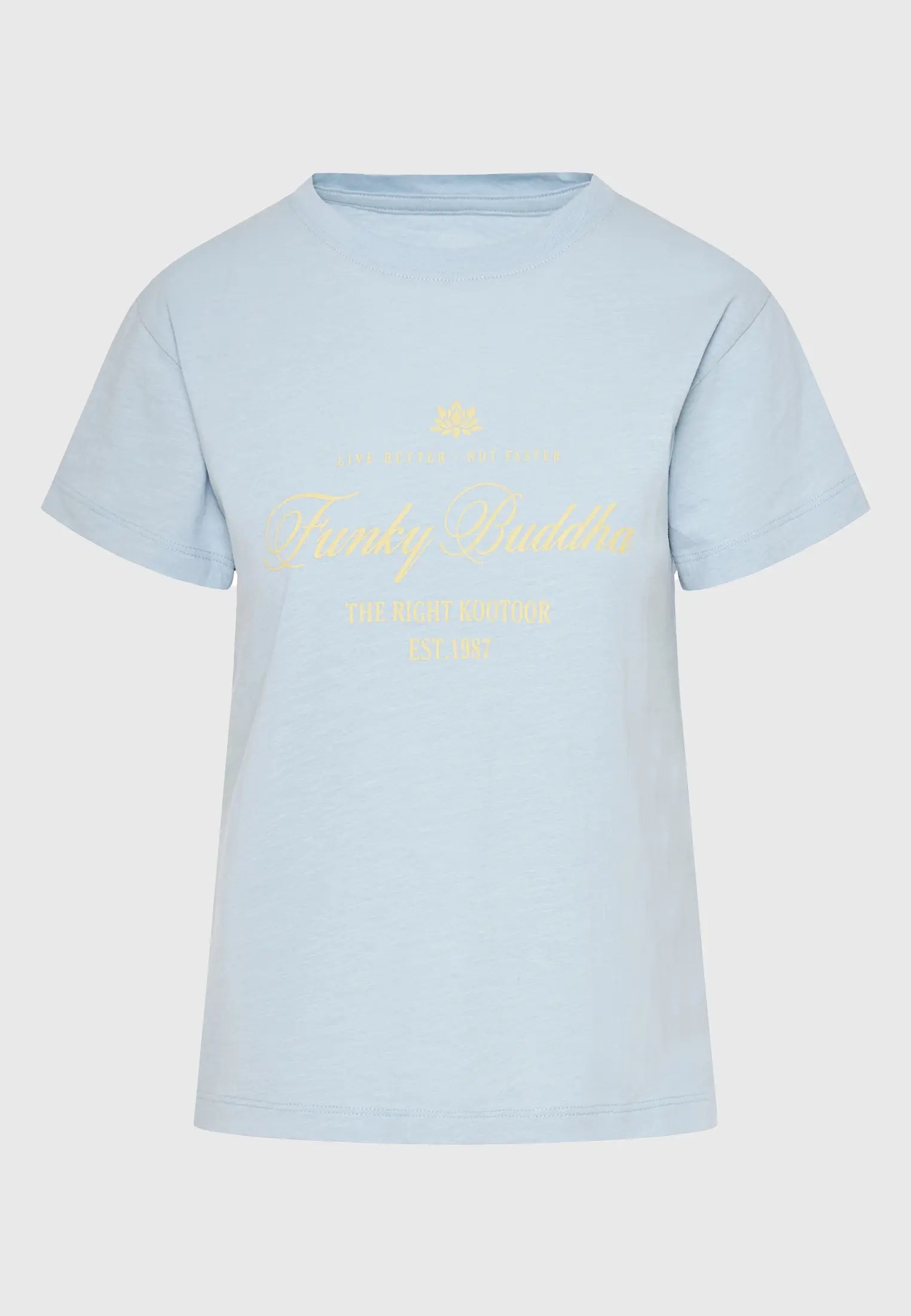  FUNKY BUDDHA γαλάζιο t-shirt - vintage branded design σε premium ποιότητα