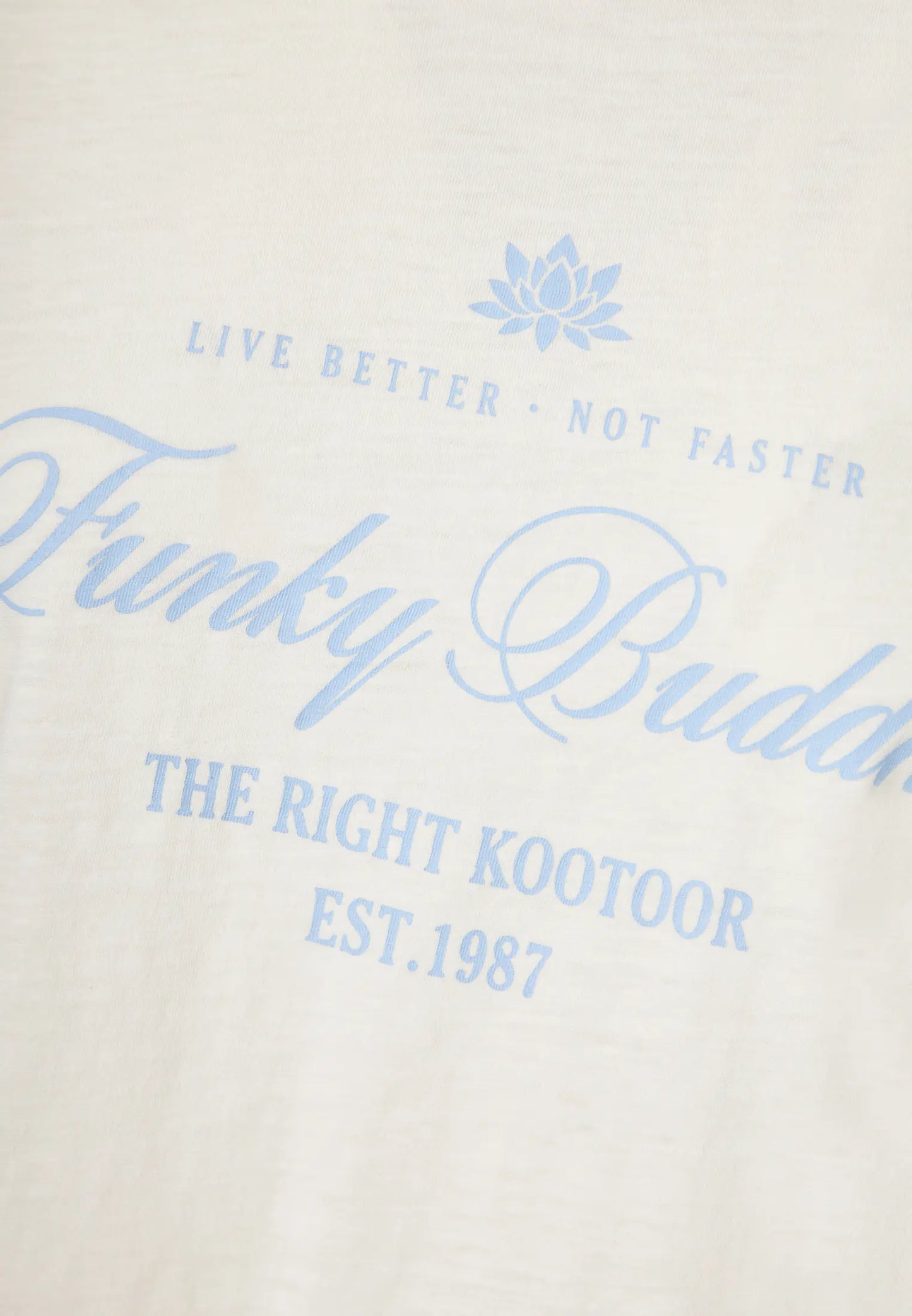 Vintage branded τύπωμα FUNKY BUDDHA - αυθεντική retro λεπτομέρεια σε off white, μπροστινή όψη