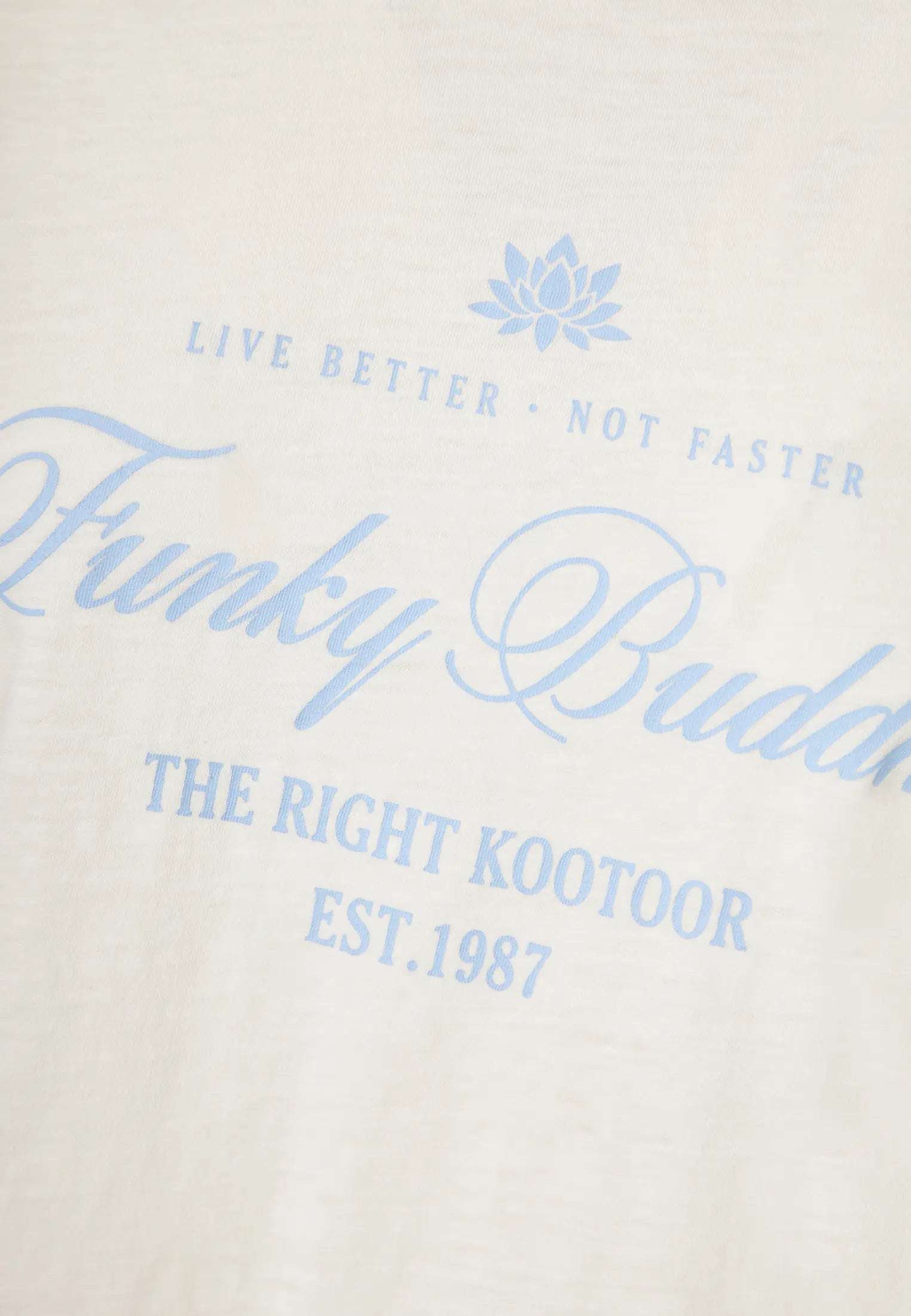 Vintage branded τύπωμα FUNKY BUDDHA - αυθεντική retro λεπτομέρεια σε off white, μπροστινή όψη