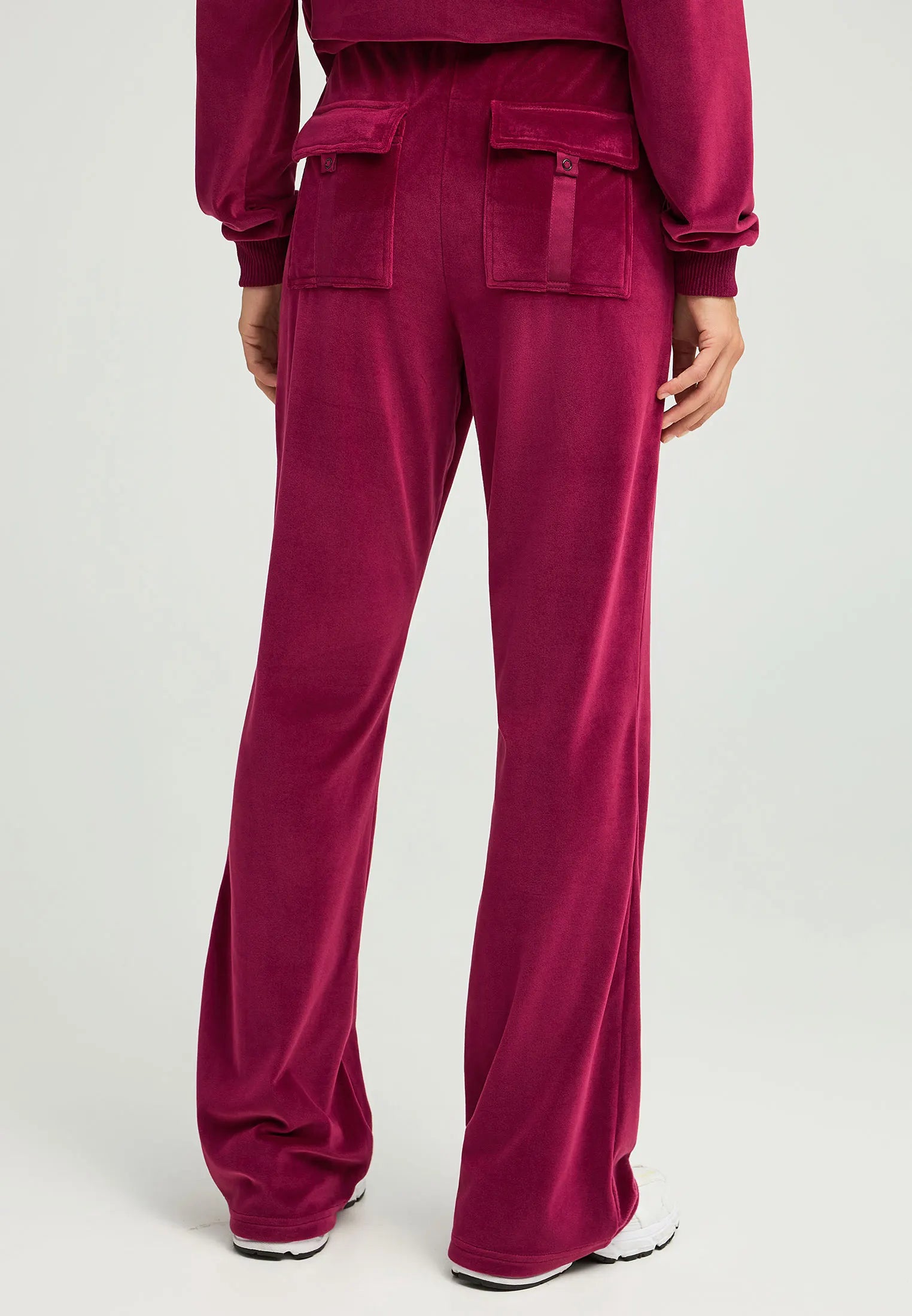 Funky Buddha Γυναικείο Μπορντό Βελουτέ Παντελόνι Φόρμας με Τσέπες  πίσω όψη