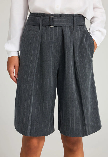 Funky Buddha γυναικεία ριγέ βερμούδα με ζώνη μπροστινή όψη