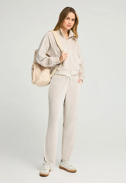 FUNKY BUDDHA Βελουτέ Ζακέτα Bomber με Ρίγα ολόσωμη εμφάνιση σετ