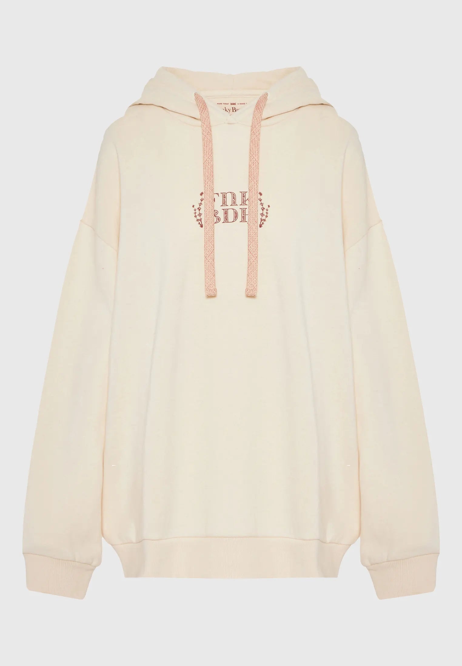 FUNKY BUDDHA Oversized Φούτερ Κουκούλα Βοτανικό Τύπωμα Εκρού