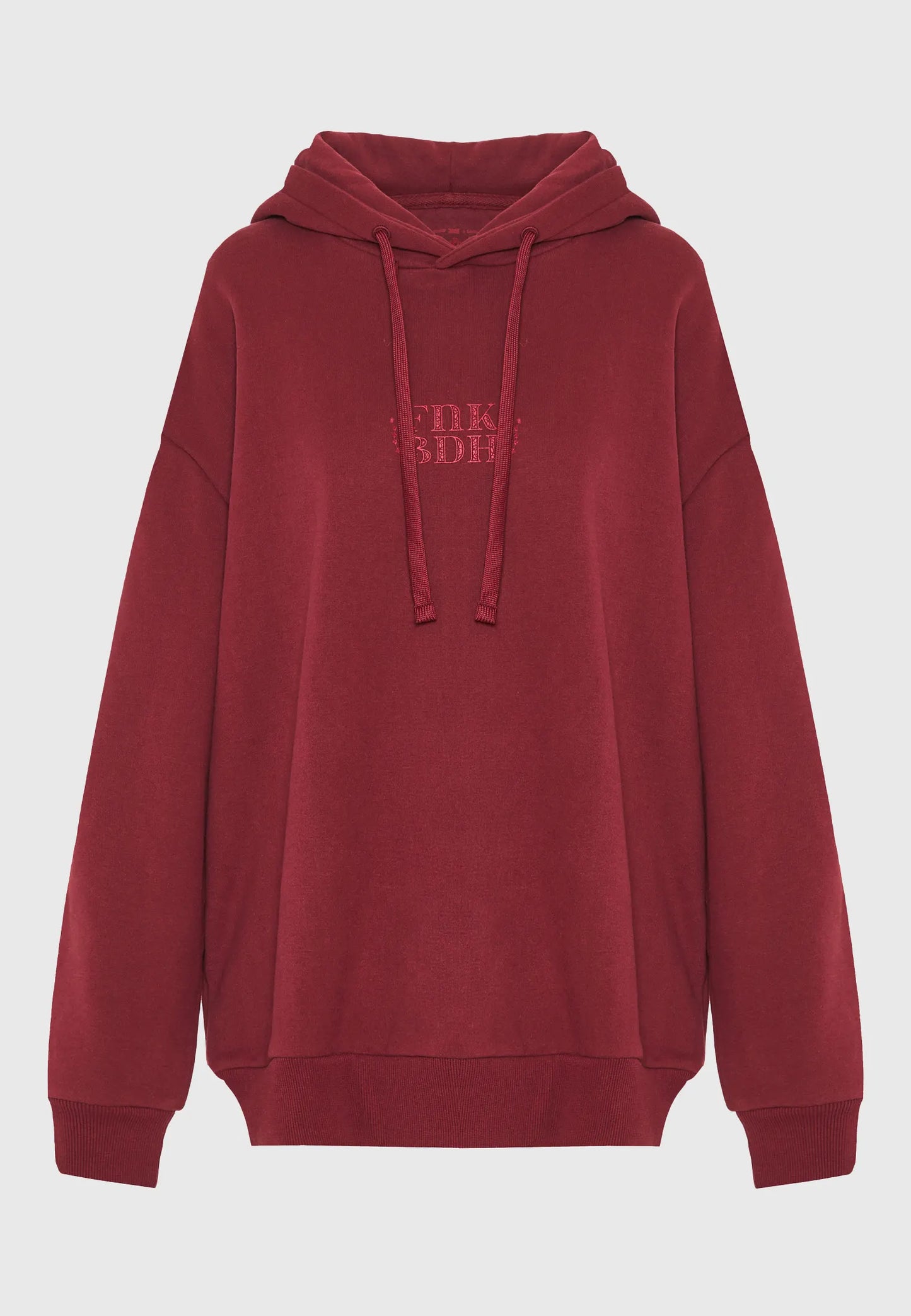 FUNKY BUDDHA Oversized Φούτερ Κουκούλα Βοτανικό Τύπωμα Μπορντώ