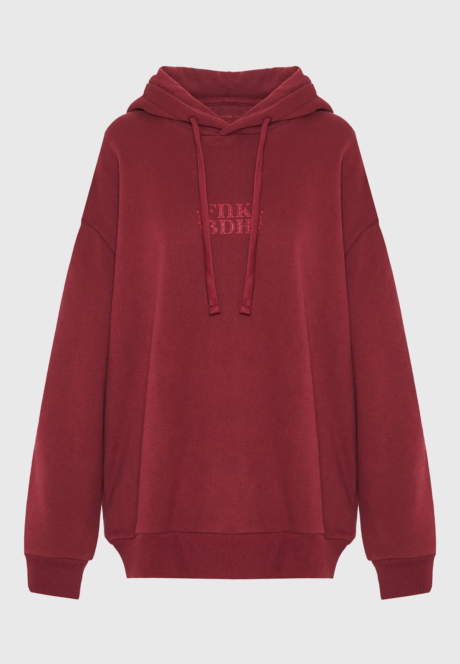 FUNKY BUDDHA Oversized Φούτερ Κουκούλα Βοτανικό Τύπωμα Μπορντώ