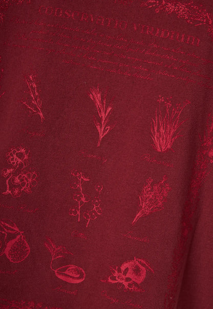 FUNKY BUDDHA Oversized Φούτερ Κουκούλα Τύπωμα με Βότανα στην Πλάτη Μπορντό  λεπτομέρεια τύπωμα πλάτης