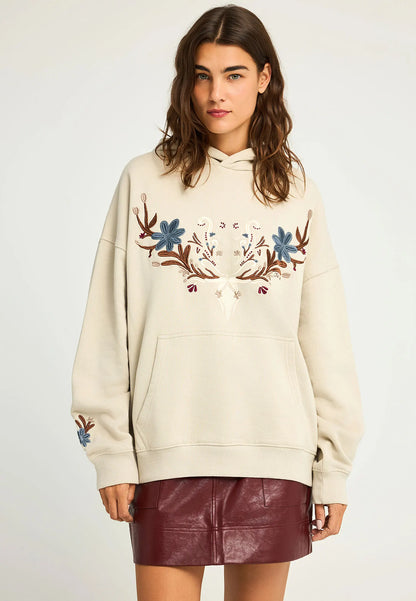 Relaxed fit Φούτερ με κουκούλα και κεντήματα