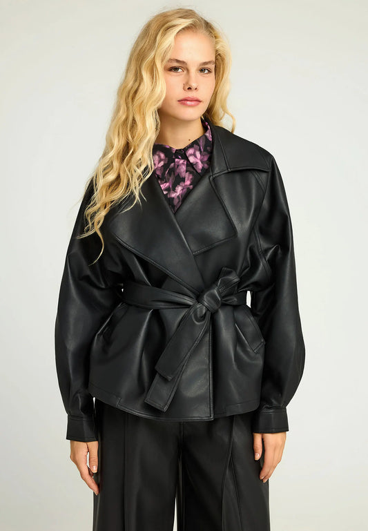 Μπουφάν Οικολογικό Δέρμα με Ζώνη