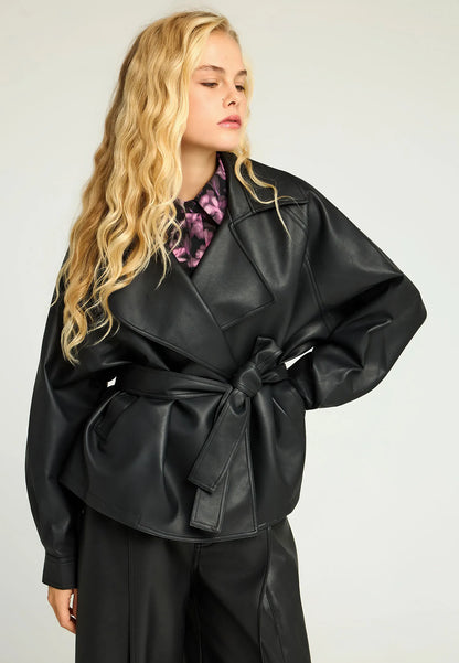 Μπουφάν Οικολογικό Δέρμα με Ζώνη