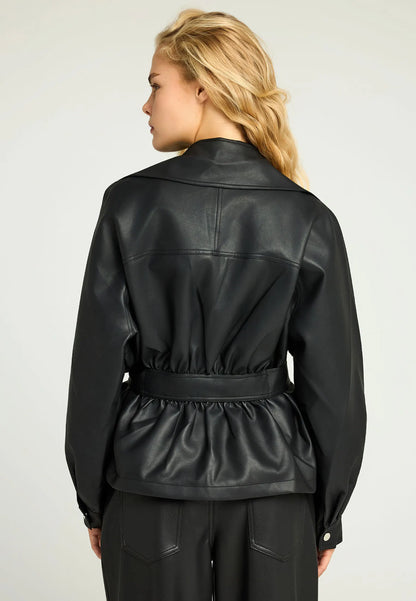 Μπουφάν Οικολογικό Δέρμα με Ζώνη