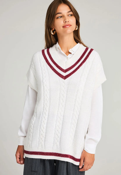 Γιλέκο πλέξη κοτσίδα με Ρίγες