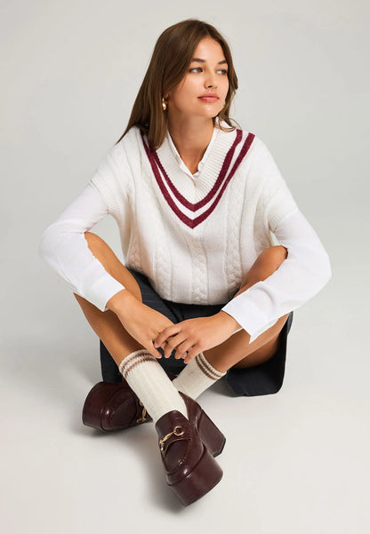 Γιλέκο πλέξη κοτσίδα με Ρίγες