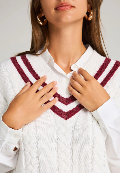 Γιλέκο πλέξη κοτσίδα με Ρίγες