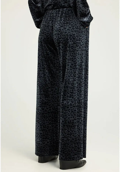 FUNKY BUDDHA Βελουτέ Παντελόνι με Λάστιχο Λεοπάρ πίσω όψη 