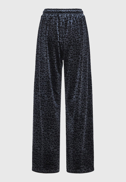 FUNKY BUDDHA Βελουτέ Παντελόνι με Λάστιχο Λεοπάρ πίσω όψη επίπεδη λήψη