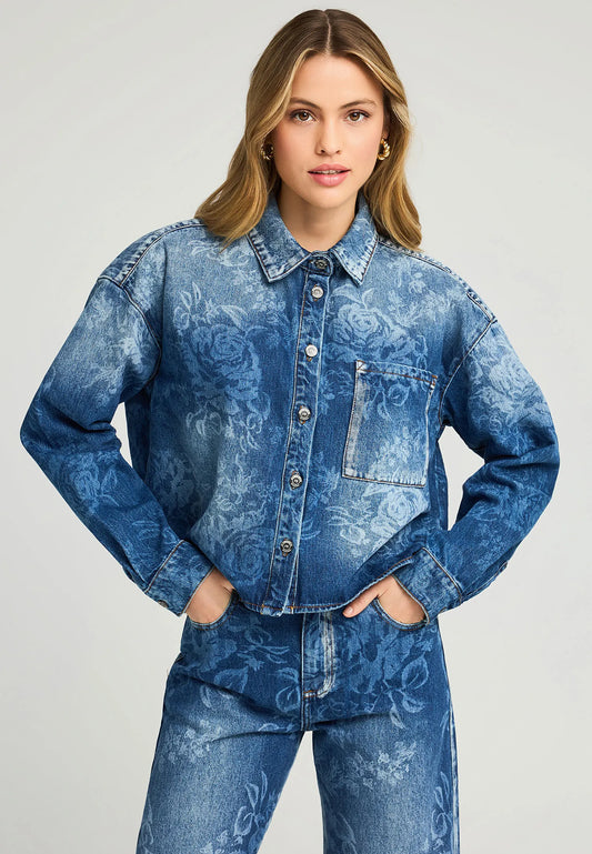 Τζιν Τζάκετ με Φλοράλ Μοτίβο