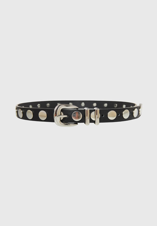 FUNKY BUDDHA Ζώνη Λεπτή με Studs Μαύρη
