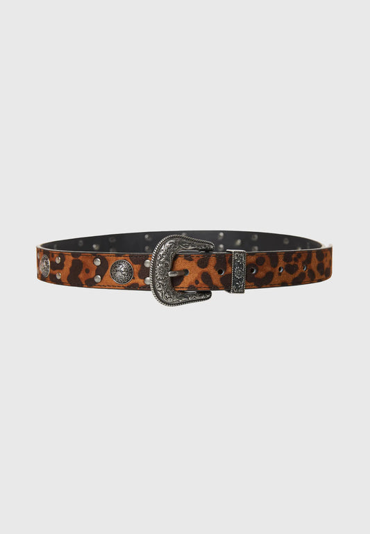 FUNKY BUDDHA Ζώνη Animal Print Μεταλλικές Λεπτομέρειες