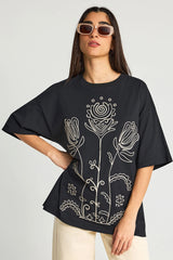 T-shirt με Κέντημα Loose Fit