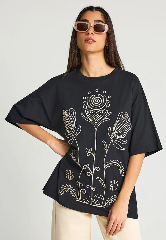 T-shirt με Κέντημα Loose Fit