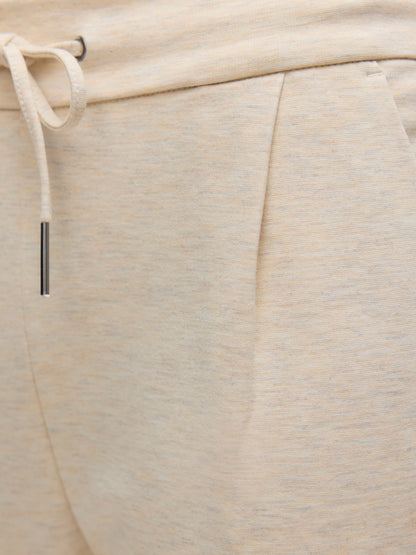 Παντελόνι Tapered Εκρού  Λάστιχο στην Μέση με Κορδονάκι