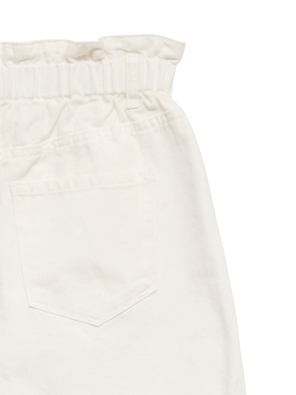 VERO MODA Σορτς Τζιν Ψηλόμεσο Loose Fit Λευκό λεπτομέρεια λάστιχο στην μέση