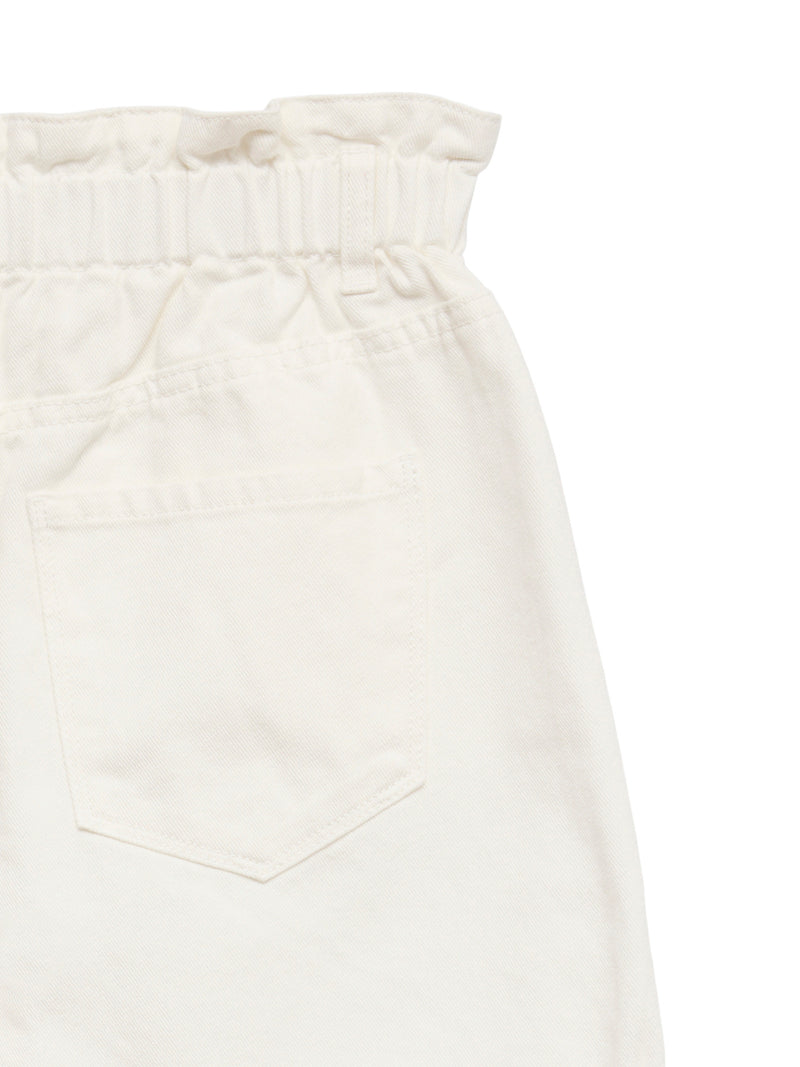 VERO MODA Σορτς Τζιν Ψηλόμεσο Loose Fit Λευκό λεπτομέρεια λάστιχο στην μέση