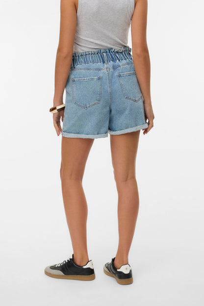 VERO MODA Σορτς Τζιν Ψηλόμεσο Loose Fit Light Blue Denim πίσω όψη