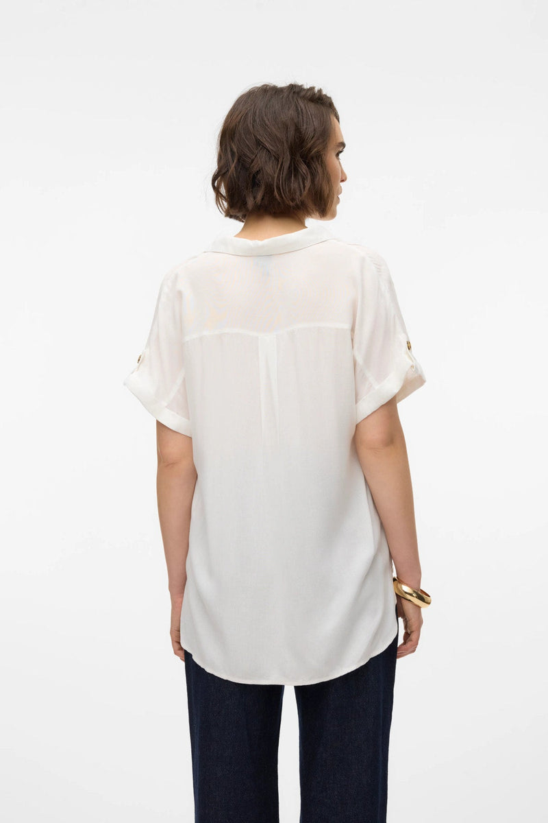 VERO MODA γυναικείο λευκό πουκάμισο από 100% LENZING™ ECOVERO™ Viscose πίσω όψη